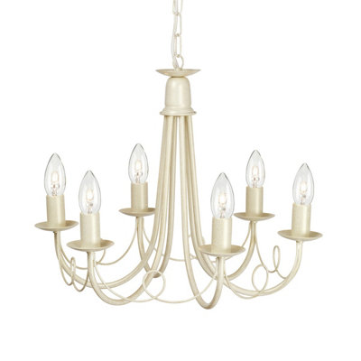 Elstead Minster 6 Light Chandelier IvoryGold FinishE14 from B&Q