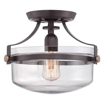 Elstead Penn Station 1 Light Semi Flush Ceiling Light Western BronzeE27 from B&Q