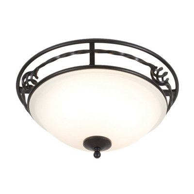 Elstead Pembroke 2 Light Flush Ceiling Light BlackE27