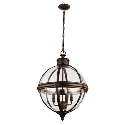 Elstead Adams 4 Light Ceiling Chandelier Pendant Light British BronzeE14 from B&Q