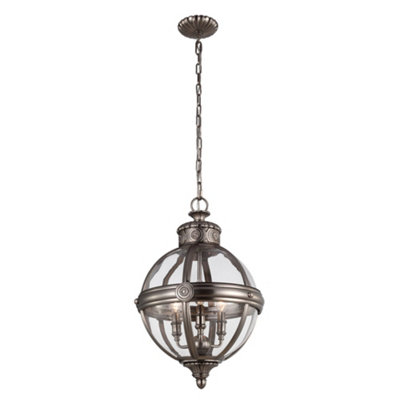 Elstead Adams 3 Light Ceiling Chandelier Pendant Light Antique NickelE14 from B&Q