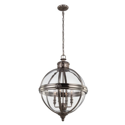 Elstead Adams 4 Light Ceiling Chandelier Pendant Light Antique NickelE14 from B&Q