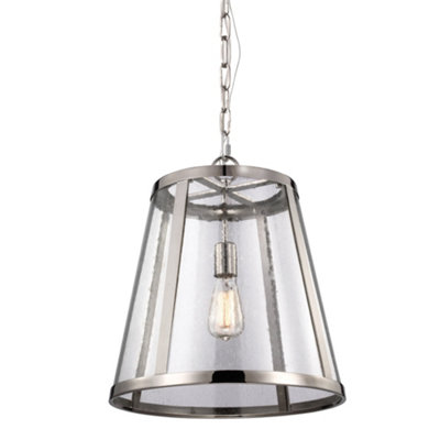 Elstead Harrow 1 Light  Medium Ceiling Pendant Polished NickelE27 from B&Q