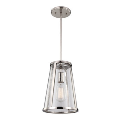 Elstead Harrow 1 Light  Small Ceiling Pendant Polished NickelE27 from B&Q