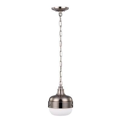 Elstead Lighting Cadence 1 Light Mini PendantPolished Nickel/brushed Steel from B&Q