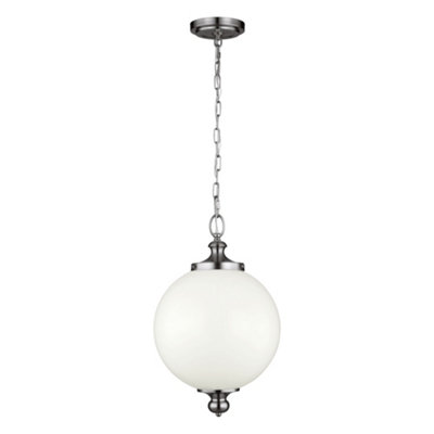 Elstead Parkman 1 Light Large Globe Ceiling Pendant Polished NickelE27 from B&Q