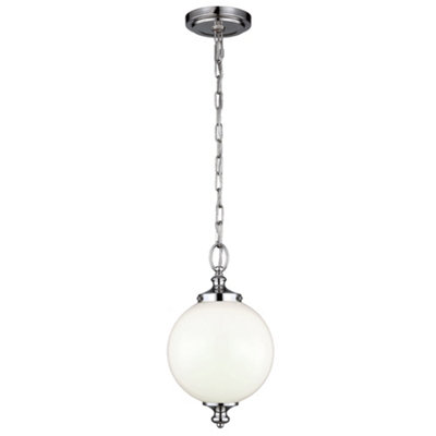 Elstead Parkman 1 Light Small Globe Ceiling Pendant Polished NickelE27 from B&Q