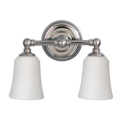 Luminosa Lighting Luminosa Huguenot Lake 2 Light Bathroom Over Mirror Light Polished Chrome Ip44G9 from B&Q
