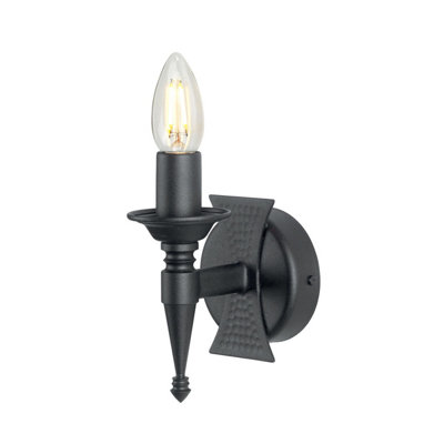Elstead Saxon 1 Light Indoor Candle Wall Light BlackE14 from B&Q