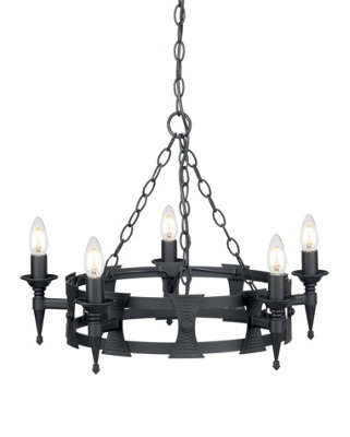 Elstead Saxon 5 Light Chandelier Black FinishE14