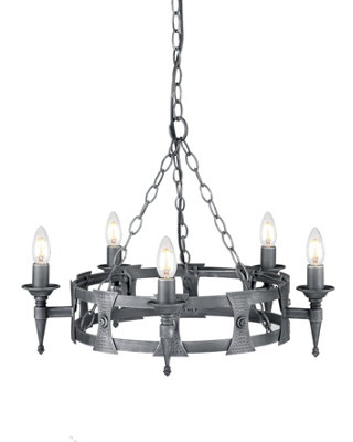 Elstead Saxon 5 Light Chandelier BlackSilver FinishE14 from B&Q