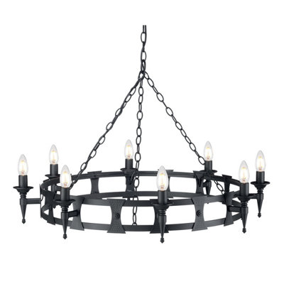 Elstead Saxon 8 Light Chandelier Black FinishE14 from B&Q