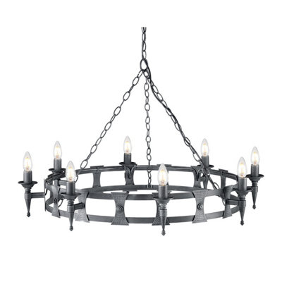 Elstead Saxon 8 Light Chandelier BlackSilver FinishE14 from B&Q