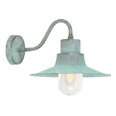 Elstead Sheldon 1 Light Outdoor Fisherman Dome Wall Light Verdigris Ip44E27
