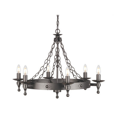 Elstead Warwick 6 Light Chandelier Graphite Black FinishE14 from B&Q