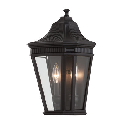 Elstead Cotswold Lane 2 Light Outdoor Wall Half Lantern Light Black Ip44E14 from B&Q