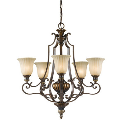 Elstead Kelham Hall 5 Light Multi Arm Chandelier BronzeGold FinishE27 from B&Q
