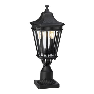 Elstead Cotswold Lane 2 Light Medium Outdoor Pedestal Light Black Ip44E14 from B&Q