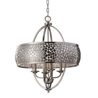 Elstead Lighting Zara 4 Light Large ChandelierBrushed Steel from B&Q