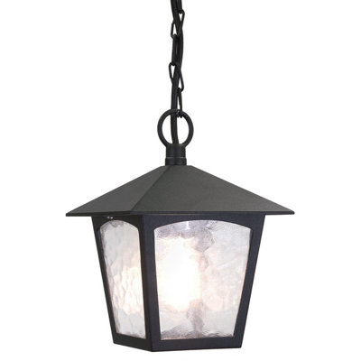 Luminosa Lighting Elstead York 1 Light Outdoor Ceiling Chain Lantern Black Ip43E27 from B&Q