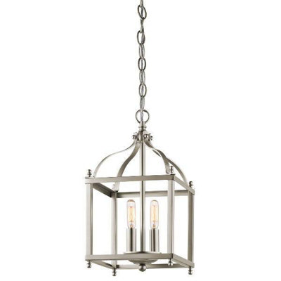 Luminosa Ing Luminosa Larkin 2 Small Ceiling Pendant Brushed Nickel, E14 Light