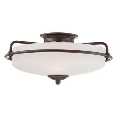 Luminosa Lighting Elstead Quoizel Griffin Bowl Semi Flush Ceiling Light Palladian Bronze