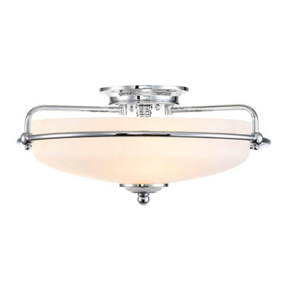 Luminosa Lighting Elstead Quoizel Griffin Bowl Semi Flush Ceiling Light Polished Chrome from B&Q