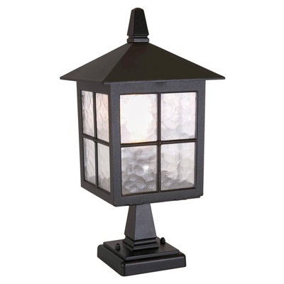 Elstead Winchester 1 Light Outdoor Pedestal Lantern Black Ip43E27
