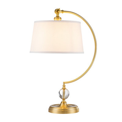 Luminosa Lighting Elstead Quoizel Jenkins Table Lamp With Round Tapered Shade Brushed Brass from B&Q