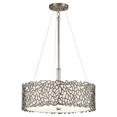B&Q -  Elstead Silver Coral 3 Light Ceiling Duo-Mount Pendant Classic PewterE27