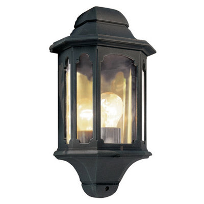 Elstead Chapel 1 Light Outdoor Wall Half Lantern Light Black Ip44E27