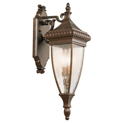 Luminosa Lighting Elstead Venetian Rain 2 Light Outdoor Medium Wall Lantern Light Brushed Bronze Ip44E14 from B&Q