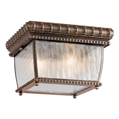 Luminosa Lighting Elstead Venetian Rain 2 Light Outdoor Flush Mount Ceiling Light Brushed Bronze Ip44E14 from B&Q