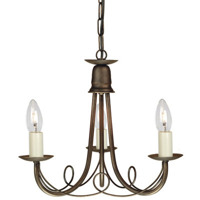 Elstead Minster Multi Arm Chandelier 3 Light BlackGold FinishE14 from B&Q