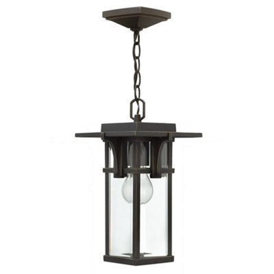 Luminosa Lighting Elstead Manhattan 1 Light Outdoor Ceiling Chain Lantern Oil Rubbed BronzeE27 from B&Q