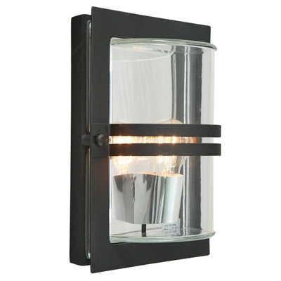 Elstead Basel 1 Light Outdoor Flush Wall Light Black Ip54E27