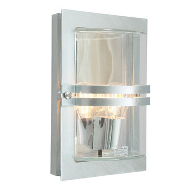 Elstead Basel 1 Light Outdoor Flush Wall Light Galvanised Ip54E27