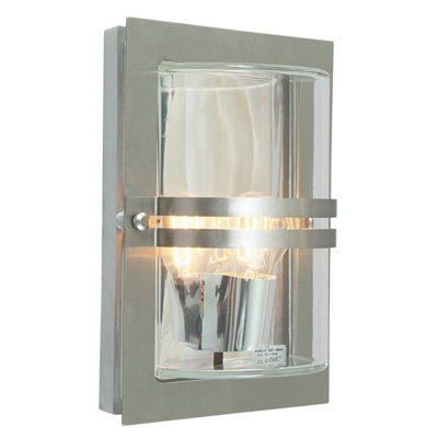 Elstead Basel 1 Light Outdoor Flush Wall Light Stainless Steel Ip54E27