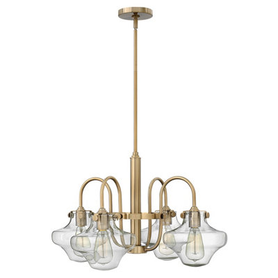 Elstead Lighting Congress 4 Light Clear Tiered Glass ChandelierBrushed Caramel from B&Q