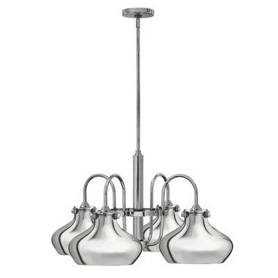 Elstead Hinkley Congress Pendant Light Multi Arm Dome Shades 4X E27 Chrome