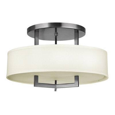 Luminosa Ing Elstead Hampton 3 Semi Flush Ceiling Antique Nickel, E27 Light