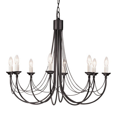 Elstead Carisbrooke 8 Light Chandelier Black FinishE14 from B&Q