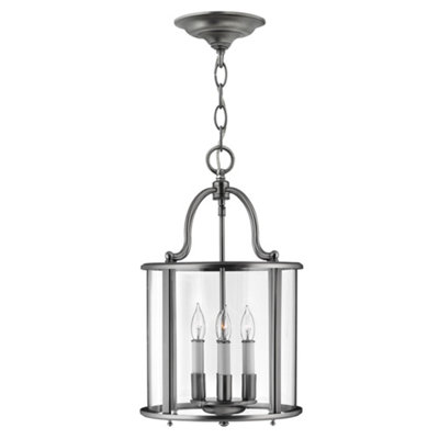 Luminosa Ing Elstead Gentry 4 Medium Ceiling Lantern Pendant Pewter, E14 Light