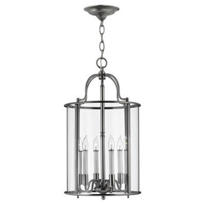 Luminosa Ing Elstead Gentry 6 Large Ceiling Lantern Pendant Pewter, E14 Light