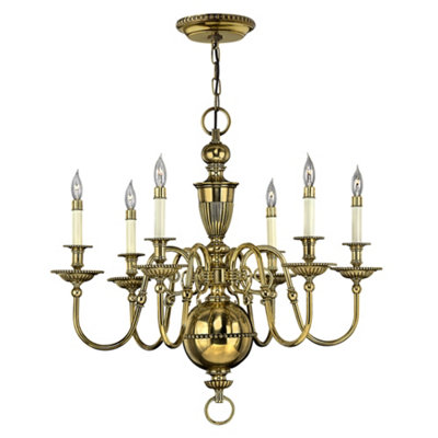 Elstead Cambridge 6 Light Chandelier Polished Brass FinishE14