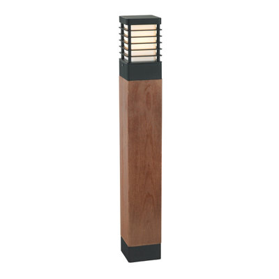 Elstead Halmstad Outdoor Large Wooden BollardE27 from B&Q