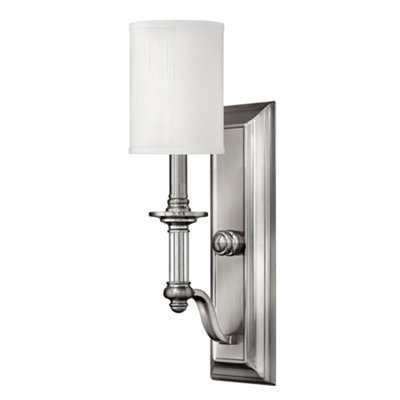 Elstead Sussex 1 Light Wall Light Brushed Nickel Glass ShadeE14 from B&Q
