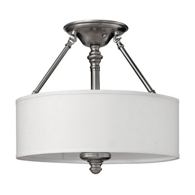 Elstead Sussex 3 Light Semi Flush Ceiling Light Brushed NickelE27 from B&Q