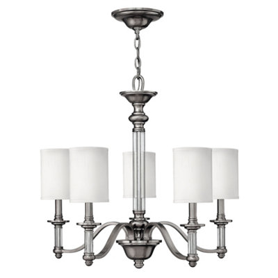 Elstead Sussex 5 Light Multi Arm Chandelier Brushed Nickel FinishE14