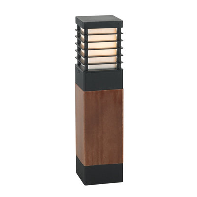 Elstead Halmstad Outdoor Medium Wooden BollardE27 from B&Q